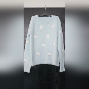 Cute cloud pattern skyblue sweater